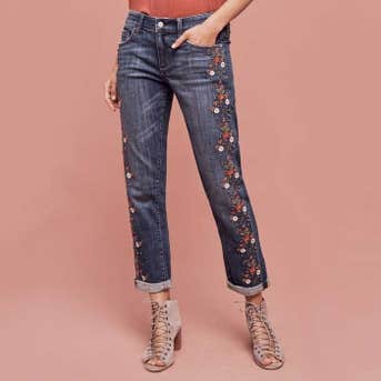 Pilcro Hyphen Mid-Rise Embroidered Jeans