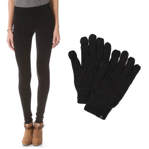 shopbop.com, Plush Stitched Fleece Lined Leggings and Smartphone Gloves