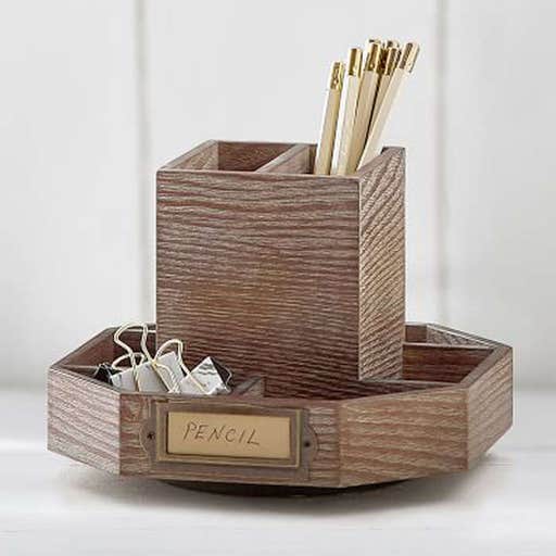 potterybarn.com, Pottery Barn Wooden Desk Rotating Caddy