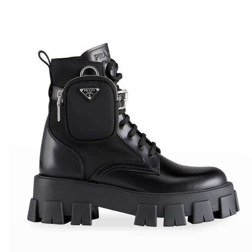 neimanmarcus.com, Prada Monolith Mini Bag Lug Sole Combat Boot