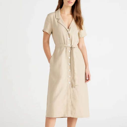 onequince.com, Quince 100% Organic Linen Short Sleeve Dress