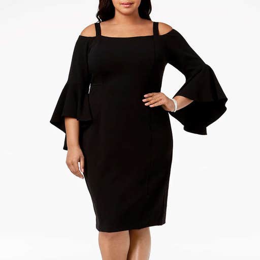 macys.com, R & M Richards Plus Size Off-The-Shoulder Flared-Sleeve Dress