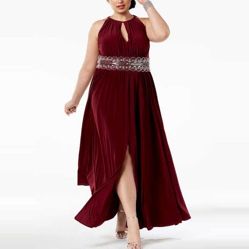 macys.com, R & M Richards Plus Size Sleeveless Beaded Gown