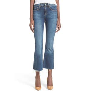 Rag & Bone/Jean High Rise Raw Edge Crop Flare Jeans