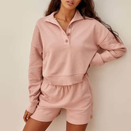 thereformation.com, Reformation Marla Button Sweatshirt And Brooks Classic Sweat Short