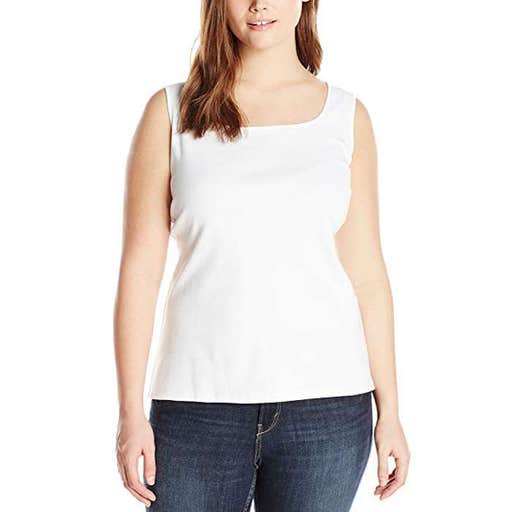 amazon.com, Ruby Rd. Plus-Size 1X1 Rib Square-Neck Sleeveless Tank