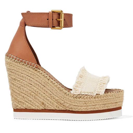 net-a-porter.com, See by Chloe Canvas And Leather Espadrille Wedge Sandals