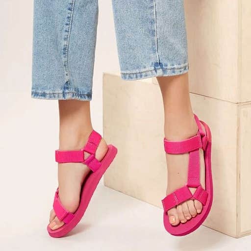 shein.com, SheIn Neon Twin Velcro Band Open Toe Foam Sandals