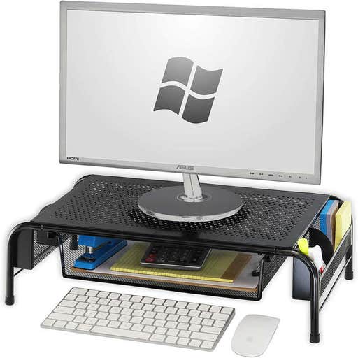 amazon.com, SimpleHouseware Metal Desk Monitor Stand Riser With Organizer Drawer