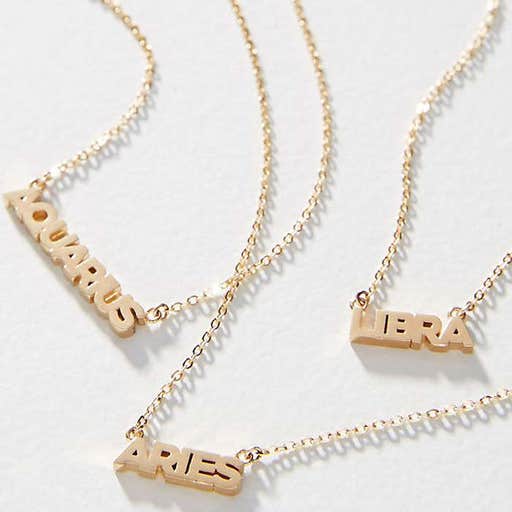anthropologie.com, Sister Squared Zodiac 14K Gold-Plated Necklace