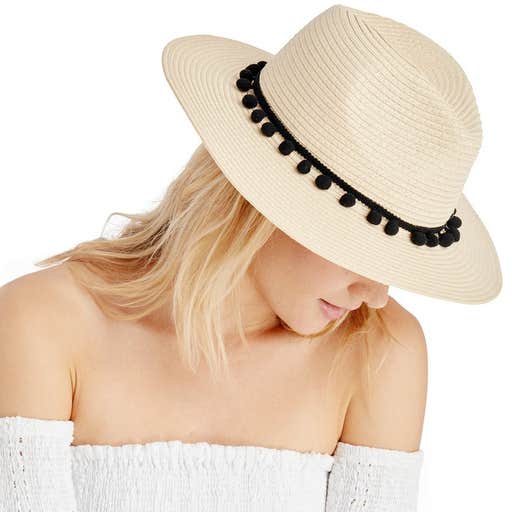 solesociety.com, Sole Society Straw Panama Hat With Poms