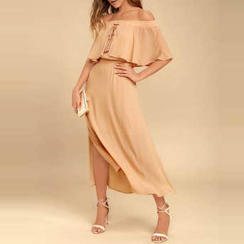 Somedays Lovin Touch The Sun Nude Off-The- Shoulder Midi Dress
