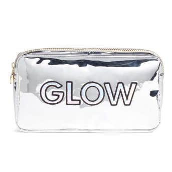 Stoney Clover Lane Glow Small Silver Patent Cosmetics Bag