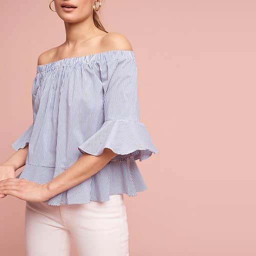 anthropologie.com, Sunday In Brooklyn Pinstripe Off-The-Shoulder Blouse