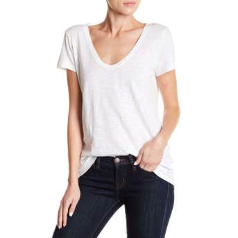 SUSINA Scoop Neck Slub T-Shirt