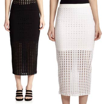 T by Alexander Wang Perforated Overlay Pencil Skirt