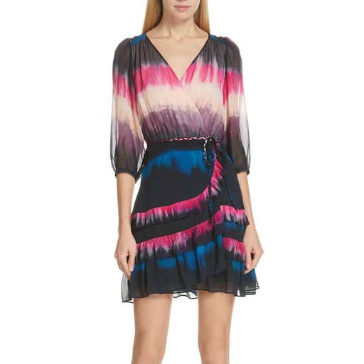 nordstrom.com, Tanya Taylor Valeria Tie Dye Silk Faux Wrap Dress