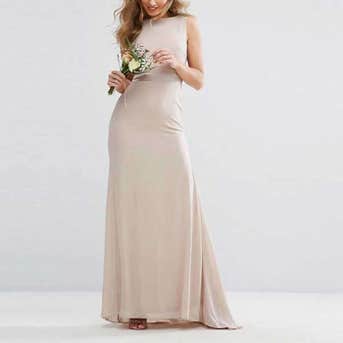 TFNC WEDDING Sateen Bow Back Maxi Dress