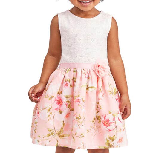 childrensplace.com, The Children's Place Sleeveless Floral Lace Knit To Woven Dress