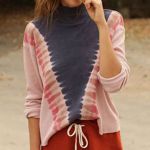 anthropologie.com, T.La Mercer Cropped Waffle Pullover