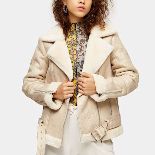 topshop.com, Topshop Faux Shearling Biker Jacket