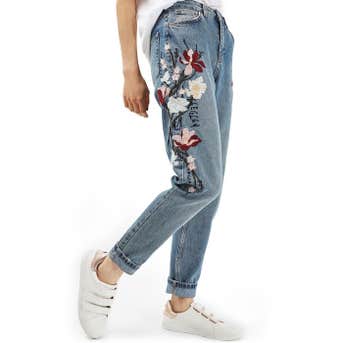 Topshop Mom Embroidered Jeans