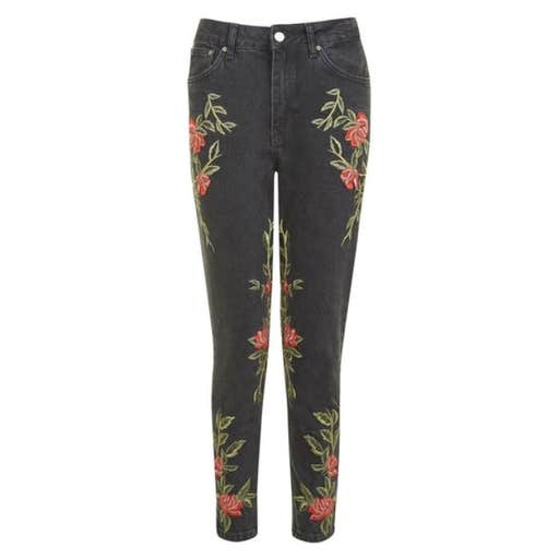 nordstrom.com, Topshop Mom Rose Embroidered Jeans