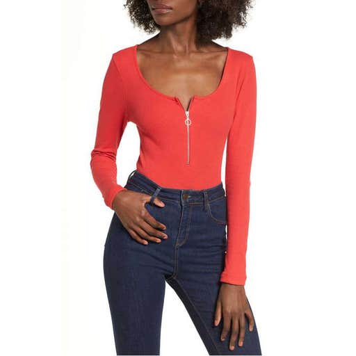 nordstrom.com, Topshop Ring Pull Zip Bodysuit