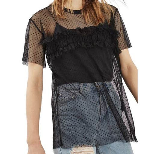 nordstrom.com, Topshop Ruffle Mesh Top