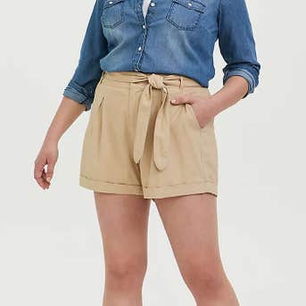 Torrid Self Tie Short Short In Linen Tan