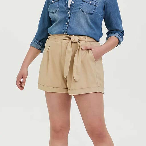 torrid.com, Torrid Self Tie Short Short In Linen Tan