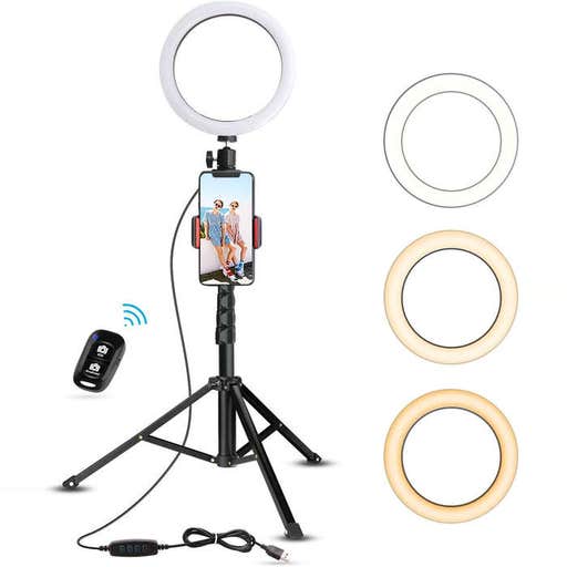 amazon.com, UBeesize 8" Selfie Ring Light With Tripod Stand & Cell Phone Holder