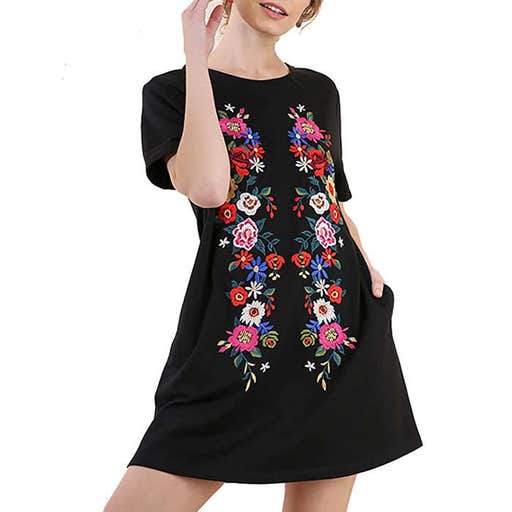amazon.com, Umgee BoHo Beach Please French Terry Embroidered Dress