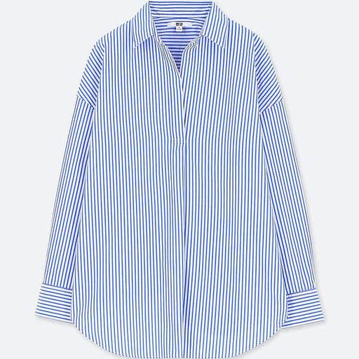 uniqlo.com, Uniqlo Extra Long Fine Cotton Striped Long Sleeve Shirt