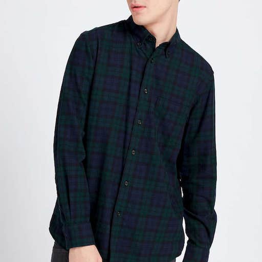 uniqlo.com, Uniqlo Flannel Checked Long-Sleeve Shirt