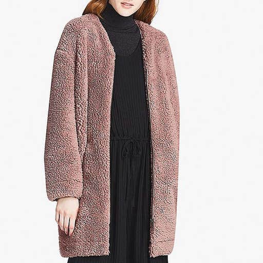 uniqlo.com, Uniqlo Women Fluffy Fleece Long-Sleeve Coat