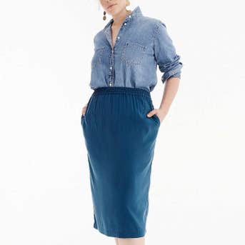 Universal Standard for J.Crew Cupro shirred midi skirt