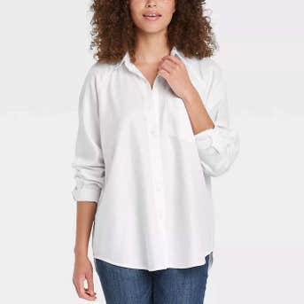 Universal Thread Raglan Long Sleeve Button-Down Shirt