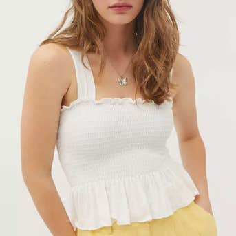 Urban Outfitters Demi Smocked Peplum Tank Top