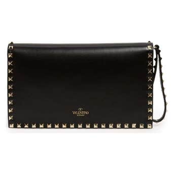 Valentino Garavani Rockstud Leather Flap Clutch
