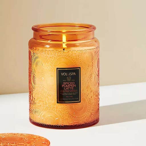 anthropologie.com, Voluspa Spiced Pumpkin Latte Glass Candle