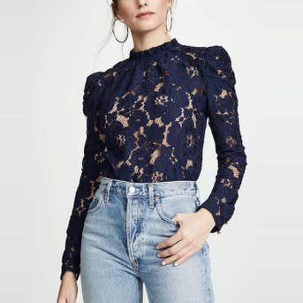 WAYF Erika Puff Sleeve Lace Top