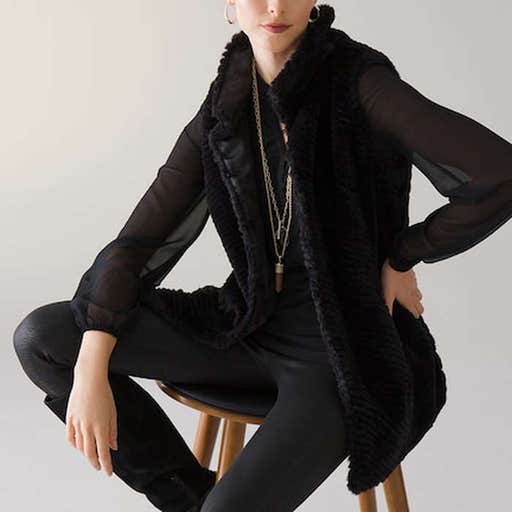 whitehouseblackmarket.com, White House Black Market Chevron Textured Faux Fur Vest