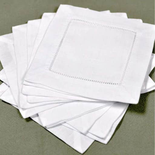 amazon.com, Bumblebee Linens White Linen Hemstitched Cocktail Napkins