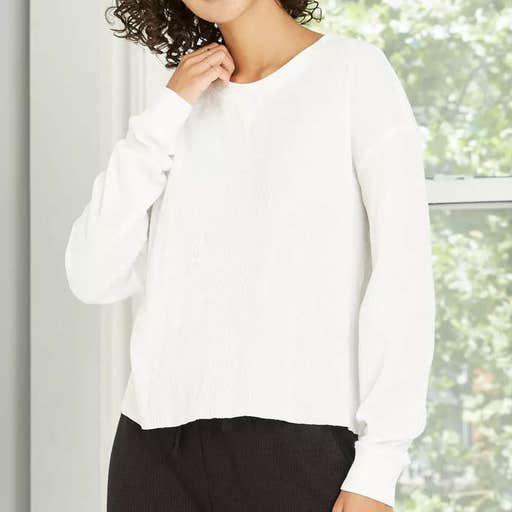 target.com, Wild Fable Long Sleeve Boxy Waffle Knit T-Shirt