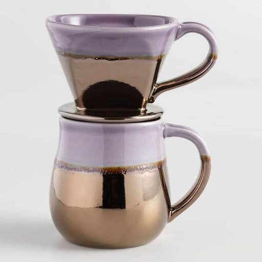 worldmarket.com, World Market Metallic Ceramic Pour Over Coffee Mug Set