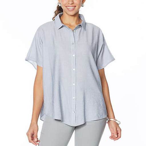 hsn.com, WynneLayers Extended Shoulder Crinkled Shirt