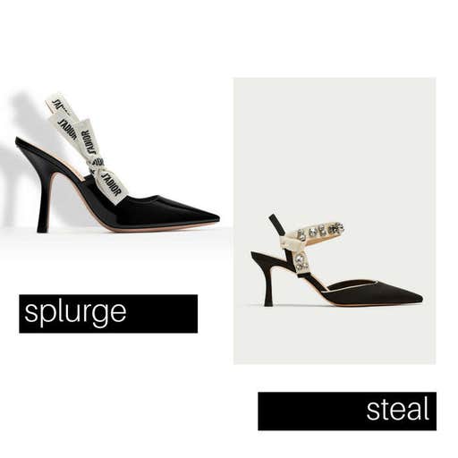 dior.com; zara.com, Zara High Heel Slingback Shoes with Beaded Detail