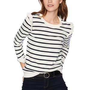 J.Crew Mercantile Stripe Ruffle Shoulder Sweater