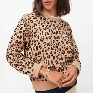 J.Crew Vintage Cotton Terry Crewneck Sweatshirt In Leopard